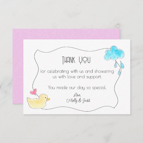 Baby Shower Cute Gender Neutral Purple Cloud Duck Thank You Card