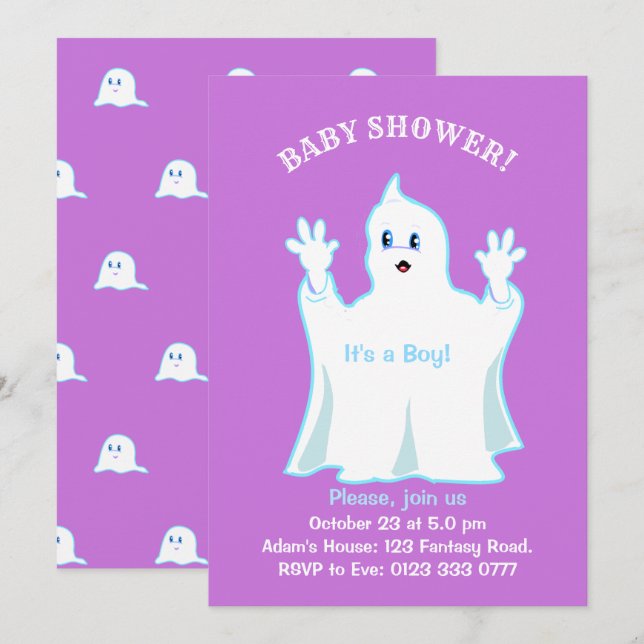 Baby Shower Cute Ghost Invitation (Front/Back)