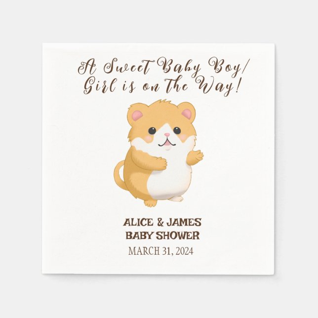 Baby Shower Cute Hamster Napkins  (Front)