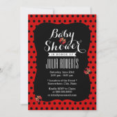 Baby Shower Cute Ladybugs Black & Red Dots Invitation (Front)