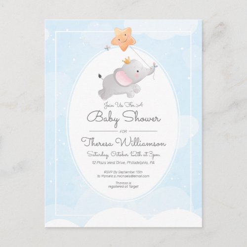 Baby Shower  Cute Little Elephant Postcard