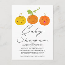 BABY SHOWER | Cute Little Pumpkin Invitation Postcard