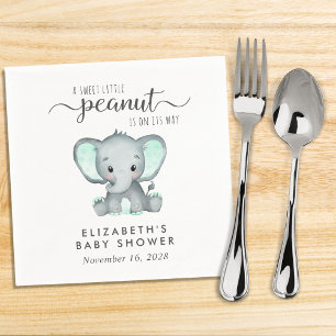 Baby Shower Cute Mint Green Elephant Napkins