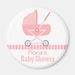 Baby Shower: Cute pink baby stroller / pram Magnet