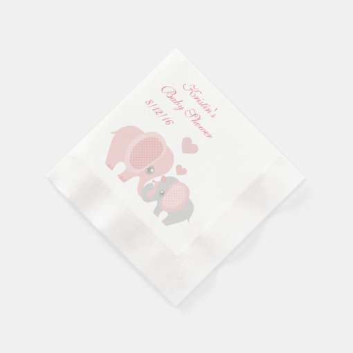 Baby Shower, Cute Pink Elephants Napkins Zazzle