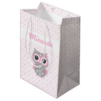 Baby Shower Cute Pink Owl Gift Bag