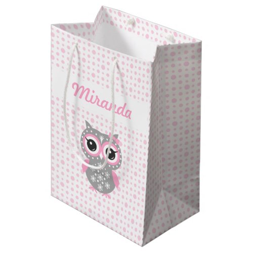 Baby Shower Cute Pink Owl Gift Bag