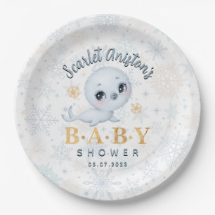 Baby Shower Cute Polar Seal Paper Plates