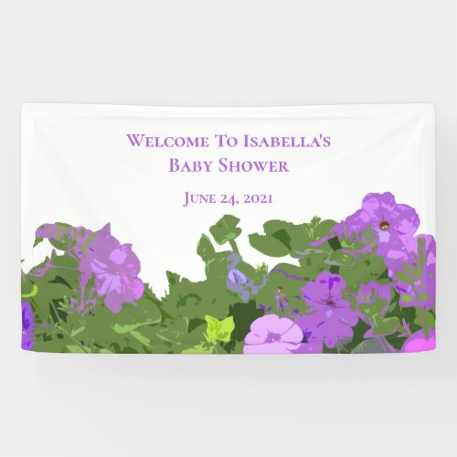 Baby Shower Cute Purple Floral Colorful Welcome Banner