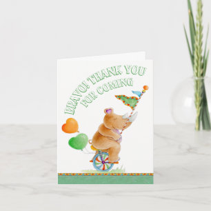 Baby shower cute rhino watercolor thank you card