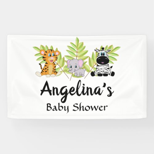 Baby Shower Cute Safari Jungle Animals Banner