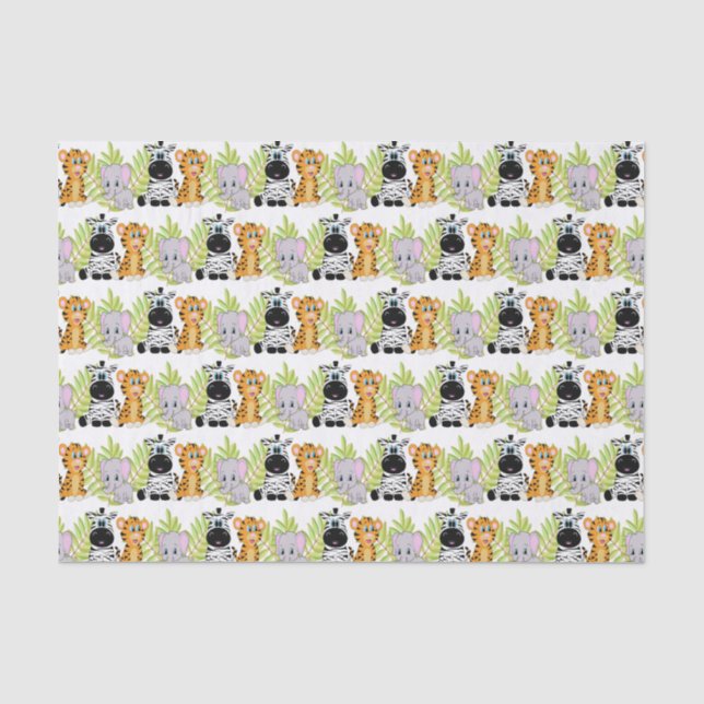 Baby Shower Cute Safari Jungle Animals Tissue Paper (Front)