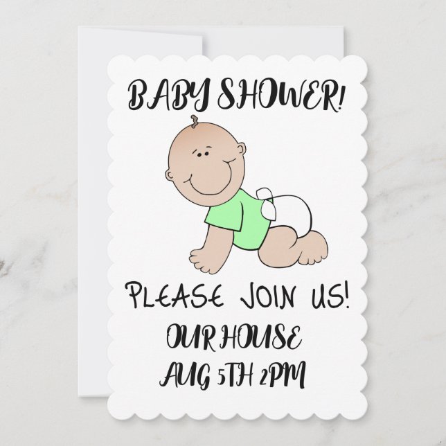 BABY SHOWER CUTE SCRIPT CUSTOM INVITATIONS (Front)