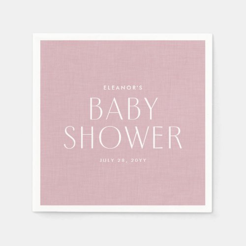 Baby shower cute simple pink personalized napkins
