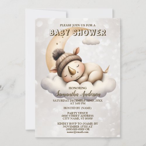 Baby Shower Cute Sleeping Baby Animal Beautiful Invitation