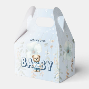 Baby Shower Cute Teddy Bear Blue Floral Beautiful Favor Boxes