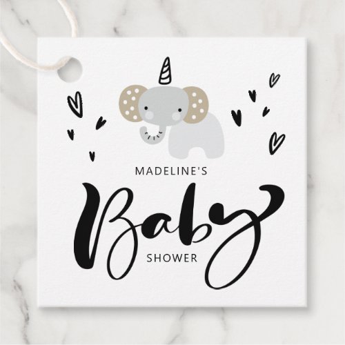 Baby Shower  Cute Uni_Elephant Favor Tags