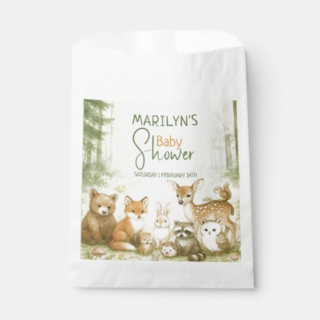 Baby Shower Cute Woodland Baby Animals Favor Bag (Front)