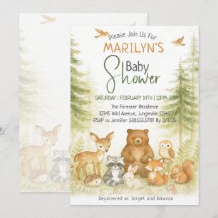 Baby Shower Cute Woodland Baby Animals Invitation
