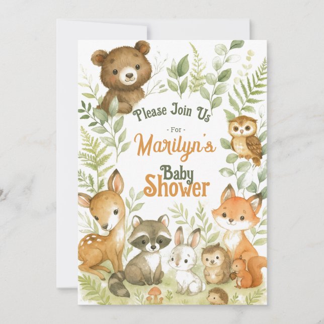 Baby Shower Cute Woodland Baby Animals Invitation (Front)