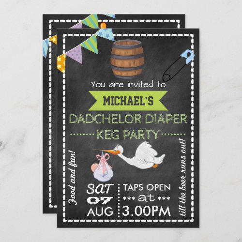 Baby Shower Dadchelor Keg Party Chalkboard Invitation