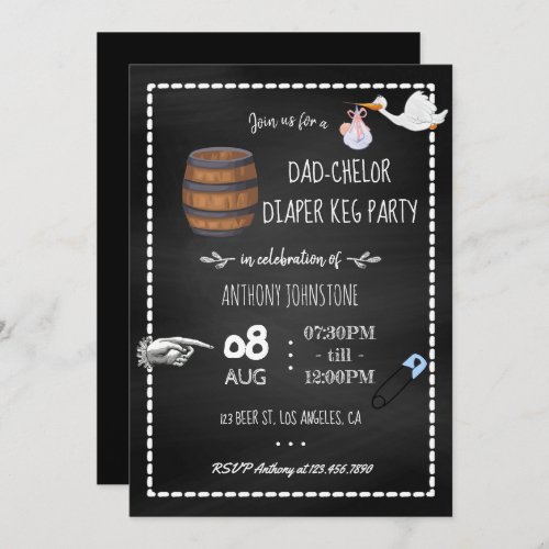 Baby Shower Dadchelor Keg Party Chalkboard Invitation