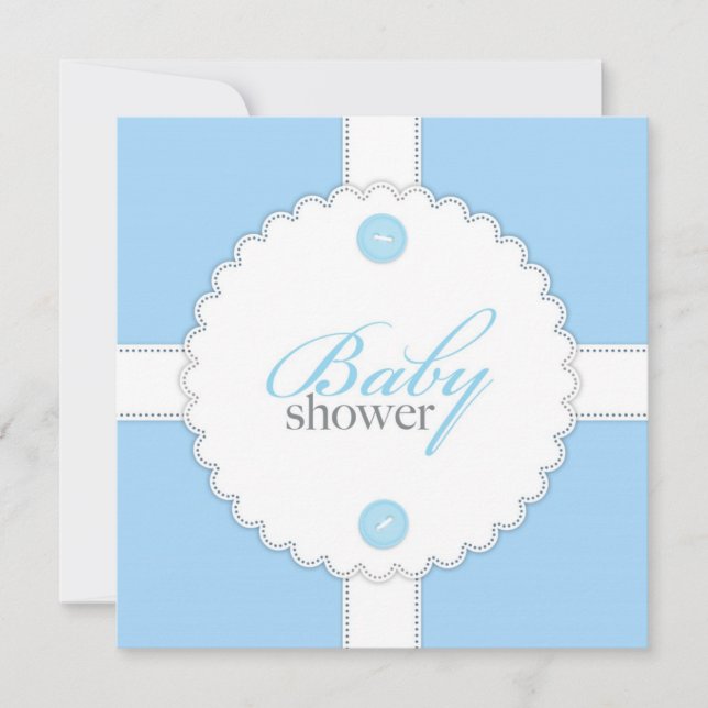 Baby Shower Dantel Boy Flat Invitation (Front)