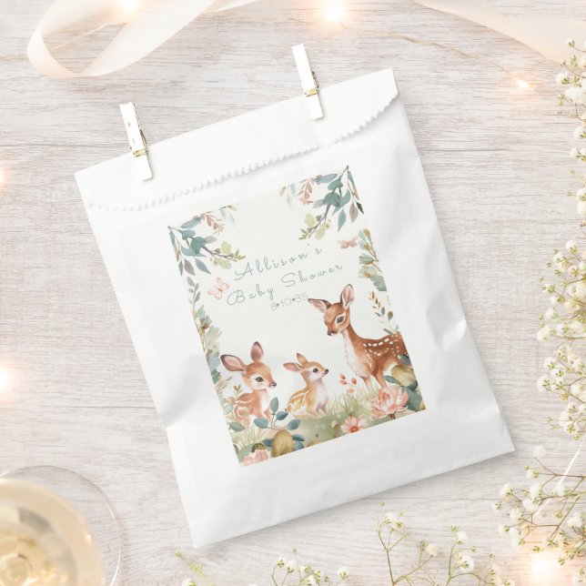 Baby Shower Deer Forest Flowers Favor Bag (Clipped)