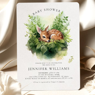 Baby Shower Deer Whimsical Watercolor Invitation