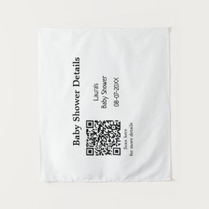 BABY SHOWER DETAILS QR SCAN CODE MINIMAL MODERN RU TAPESTRY