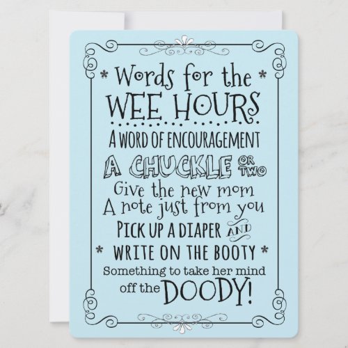Baby Shower Diaper Activity Card Sign