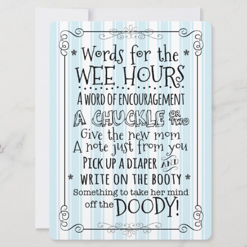 Baby Shower Diaper Activity Card Sign