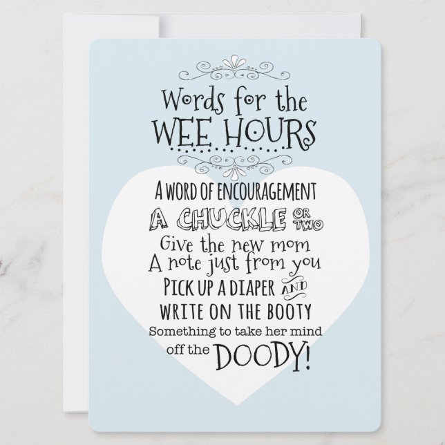 Baby Shower Diaper Activity Card Sign (Front)