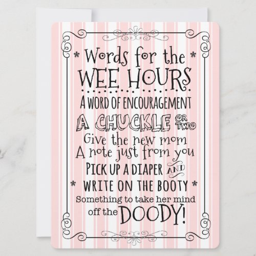 Baby Shower Diaper Activity Card Sign