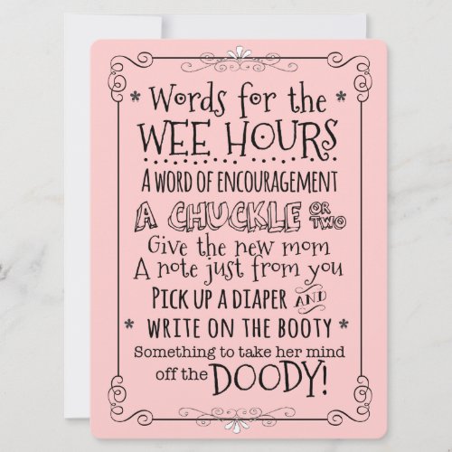 Baby Shower Diaper Activity Card Sign