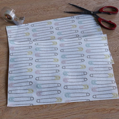 Baby Shower Diaper Pin Pattern Tissue Paper