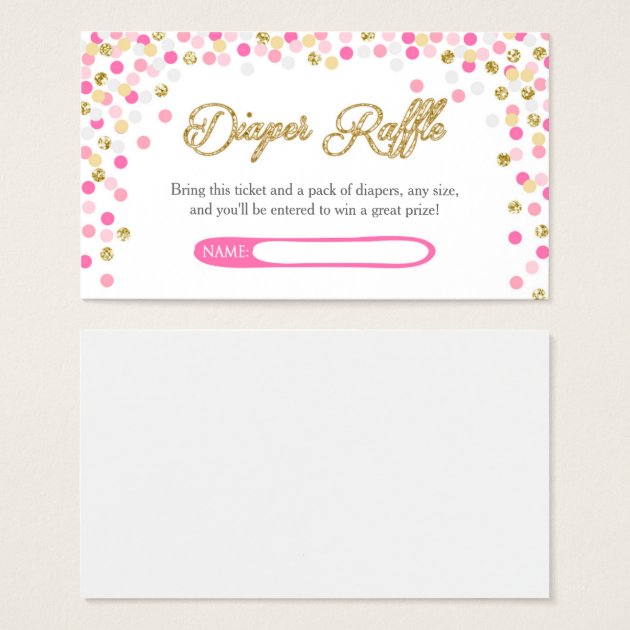 Baby Shower Diaper Raffle Invitation Pink Gold Glitter