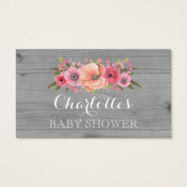 Baby Shower Diaper Raffle Invitation Rustic Wood Floral