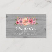 Baby Shower Diaper Raffle Card Rustic Wood Floral (Back)