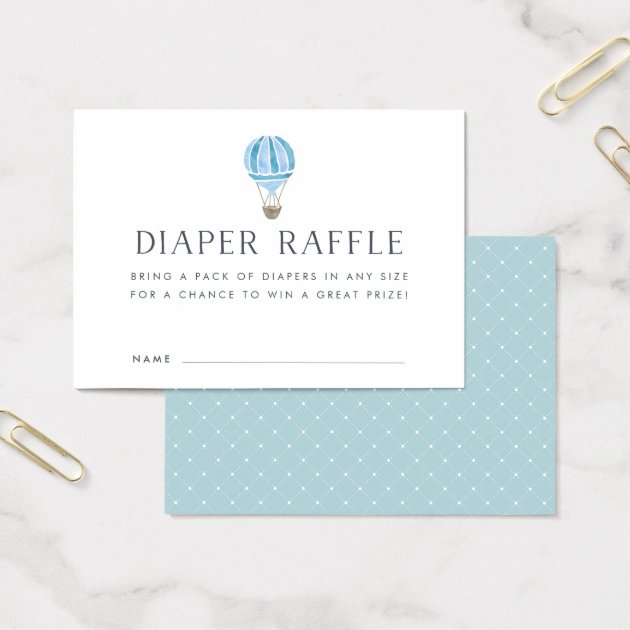 Baby Shower Diaper Raffle Invitations | Blue Balloon