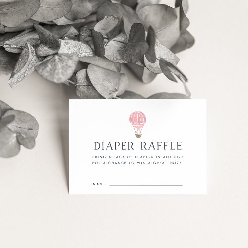 Baby Shower Diaper Raffle Cards  Pink Balloon