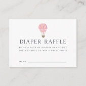 Baby Shower Diaper Raffle Cards | Pink Balloon (Front)
