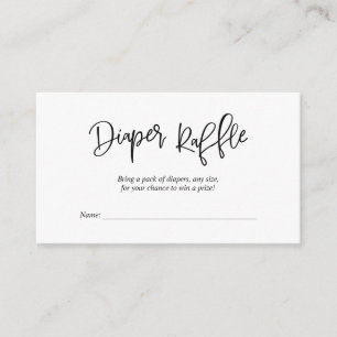 Baby Shower Diaper Raffle, Creative Black Script Enclosure Card