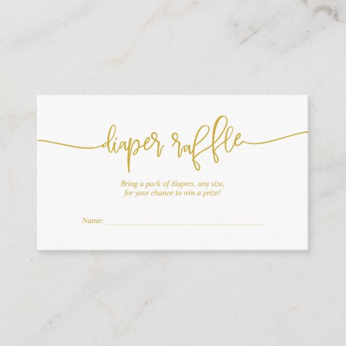 Baby Shower Diaper Raffle Creative Gold Script Enclosure Card