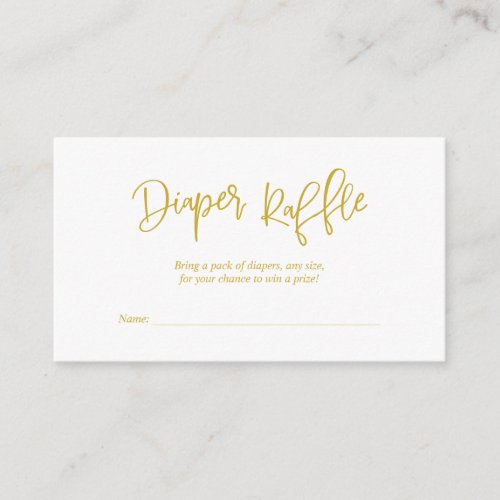 Baby Shower Diaper Raffle Creative Gold Script Enclosure Card