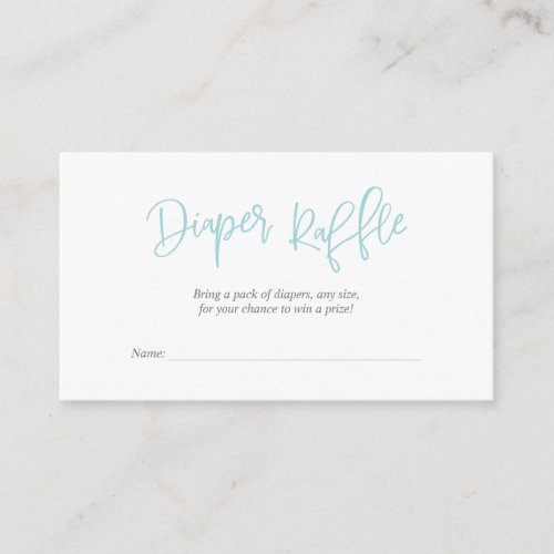 Baby Shower Diaper Raffle Creative Tiffany Script Enclosure Card