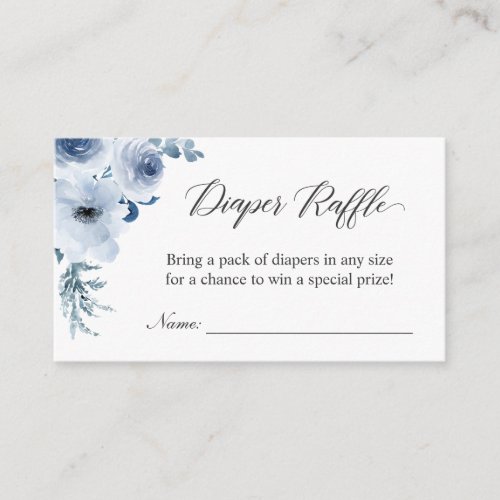 Baby Shower Diaper Raffle Dusty Blue Floral Enclosure Card - Just insert this Elegant Dusty Blue Floral Baby Shower Diaper Raffle Card with the invitation inside the envelope so that your guests will know if they bring a package of diapers, they have a chance to win a special prize! It's a great way to kick off the fun at the Baby Shower! For further customization, please click the "customize further" link and use our design tool to modify this template. If you need help or matching items, please contact me.