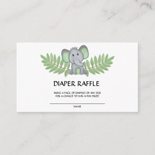 Baby Shower Diaper Raffle Elephant Enclosure Card