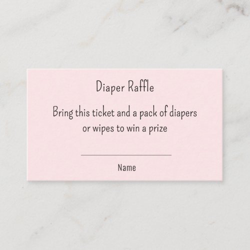 Baby Shower Diaper Raffle Girl Blush Pink Ticket Enclosure Card
