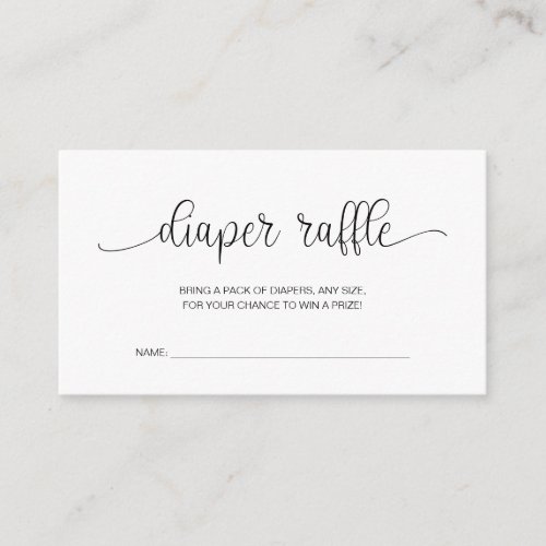 Baby Shower Diaper Raffle Hand Lettered Black Enclosure Card